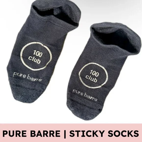 🤍 Pure Barre 100 Club Sticky Socks — Black/White (One Size) - Picture 1 of 3